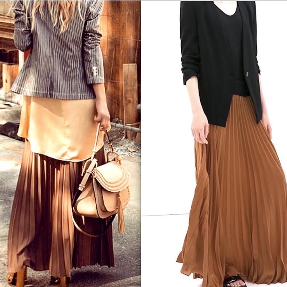 Zara Boho Pleated Maxi Skirt - Picture 1 of 11